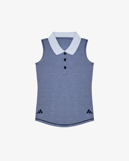 MALBON X ADIDAS YOUTH OTTOMAN STRIPED SLEEVELESS POLO (GIRLS)