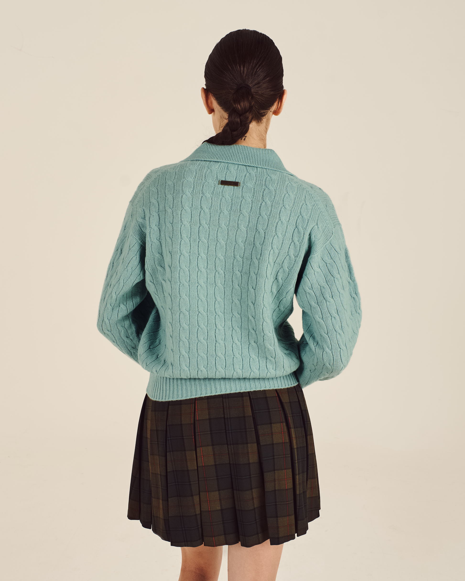 JOHNSTONS CROPPED CABLEKNIT SWEATER